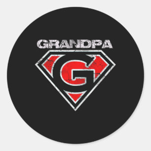 Grandpa Superheran Funny Gift Fathers Day Shirt Runder Aufkleber