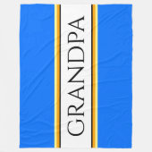 GRANDPA Text Bright Blue White Racing Stripes Fleecedecke (Vorderseite)