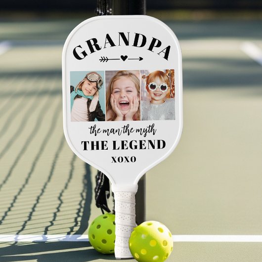 Grandpa The Man The Myth Modern Photo Collage Pickleball Schläger