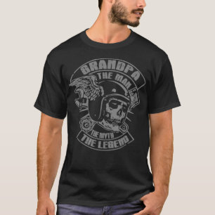 Grandpa The Man The Myth The Legend Skull Biker T-Shirt