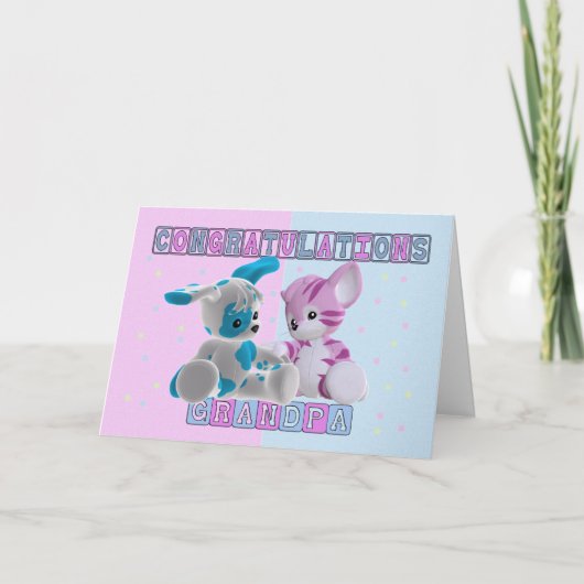 Grandpa to Twins Glückwunsch Karte (Vorderseite)