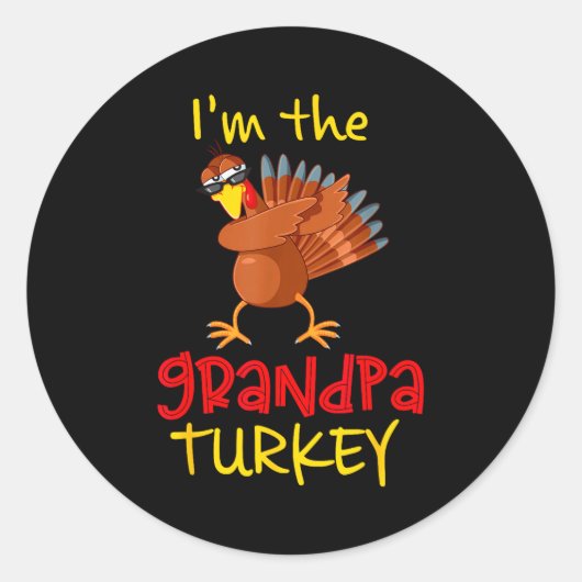 Grandpa Turkey Matching Family Group Thanksgiving Runder Aufkleber (Vorderseite)
