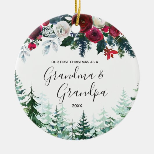 Grandpa und Blumengräuel Erste Weihnachtsfeier Keramik Ornament (Vorne)