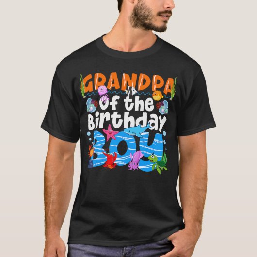 Grandpa Under Sea Birthday Party Ocean Sea Animals T-Shirt (Vorderseite)