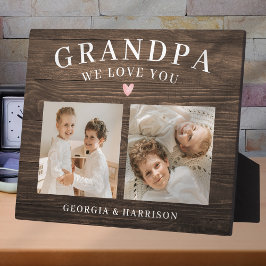 Grandpa We Love You Heart Grandkids Photo Collage Fotoplatte