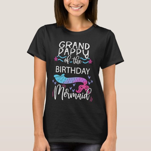 Grandpappy of the Birthday Mermaid Family Bday Par T-Shirt (Vorderseite)