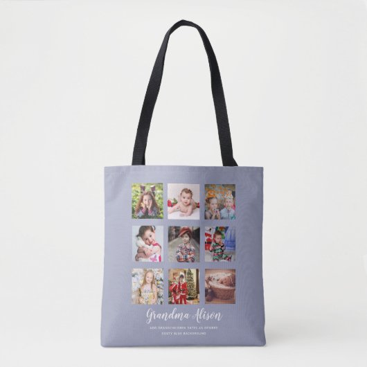GRANDPARENT FOTO COLLAGE GIFTS - Dusty Blue Tasche (Vorderseite)
