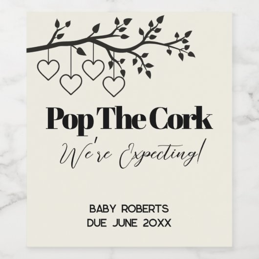 Grandparents Baby Reveal Pregnancy Announcement Weinetikett (Einzelnes Label)