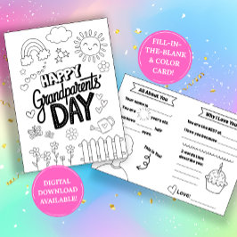 Grandparents Day Coloring Card: Fill-in-the-Blank  Karte