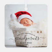 Grandparents First Christmas Photo Black Script Ornament Aus Metall (Rückseite)