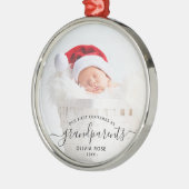 Grandparents First Christmas Photo Black Script Ornament Aus Metall (Links)