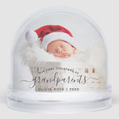 Grandparents First Christmas Photo Black Script Schneekugeln (Vorderseite)
