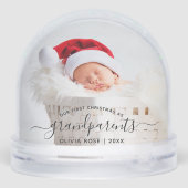 Grandparents First Christmas Photo Black Script Schneekugeln (Rückseite)