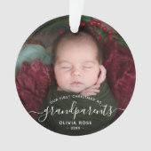 Grandparents First Christmas Photo White Script Ornament (Vorderseite)