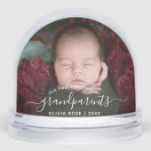 Grandparents First Christmas Photo White Script Schneekugeln (Vorderseite)