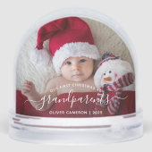 Grandparents First Christmas Photo White Script Schneekugeln (Rückseite)