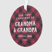 Grandparents First Christmas Rustic Plaid Photo Ornament (Vorderseite)