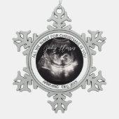 Grandparents Pregnancy Reveal Ultrasound Photo Schneeflocken Zinn-Ornament (Vorderseite)