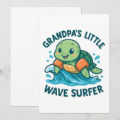 Grandpas kleiner Wellenreiter Niedliche Schildkröt Einladung (Vorne/Hinten)