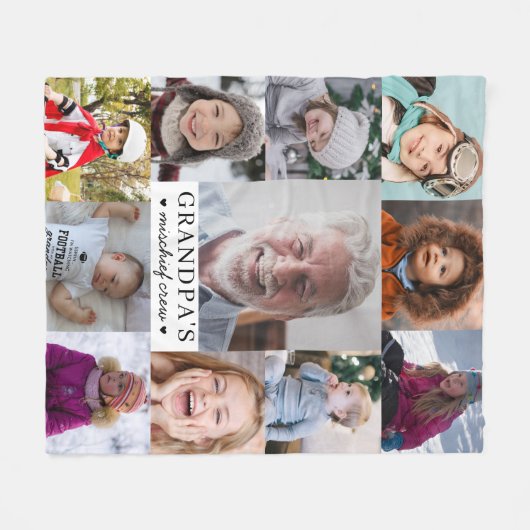 Grandpa's Mischief Crew Photo Collage Keepsake Fleecedecke (Vorderseite (Horizontal))