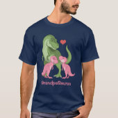 GrandpaSaurus T-Rex & Twin Baby Girl Dinosaurier T-Shirt (Vorderseite)
