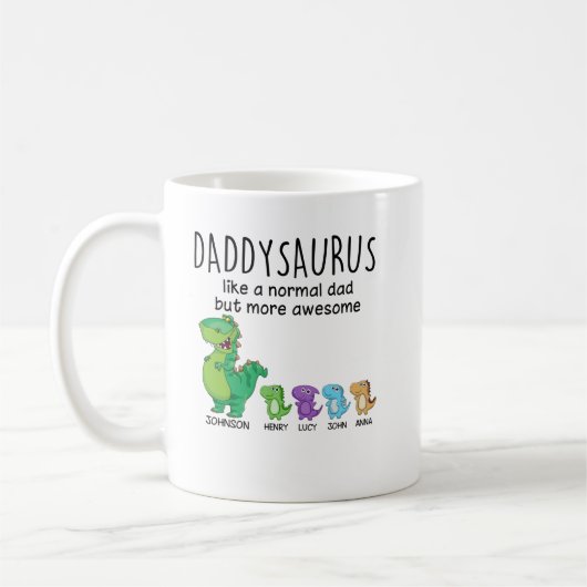 Grandpasaurus und Kinder Personalisiertes Shirt Kaffeetasse (Links)