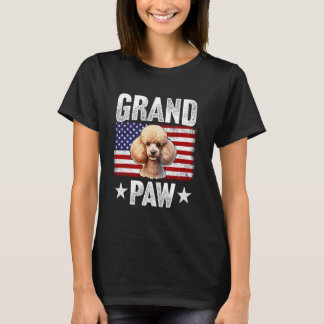Grandpaw Poodle Grandpa Vatertag USA Flag 4. T-Shirt