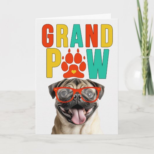 GrandPAW Pug GrandDOG Grandparents Day Feiertagskarte (Vorderseite)