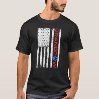 Grandpaw Vintag Patriotic Dog Grandpa American Fl T-Shirt