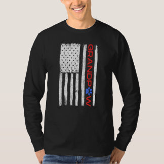 Grandpaw Vintag Patriotic Dog Grandpa American Fl T-Shirt