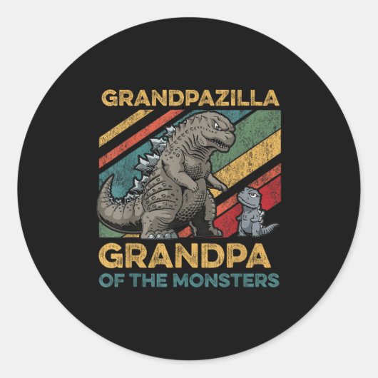 Grandpazilla Grandpa Of Monsters Halloween Christm Runder Aufkleber (Vorderseite)