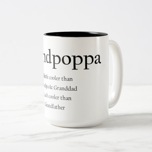 Grandpoppa Kaffee-Tasse, wenig cooler als Granddad Zweifarbige Tasse (VorderseiteRechts)