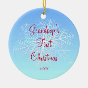 Grandpops erste Weihnachtsschneeflocke-Verzierung Keramik Ornament