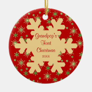 Grandpops erstes Weihnachtsrote Keramik Ornament