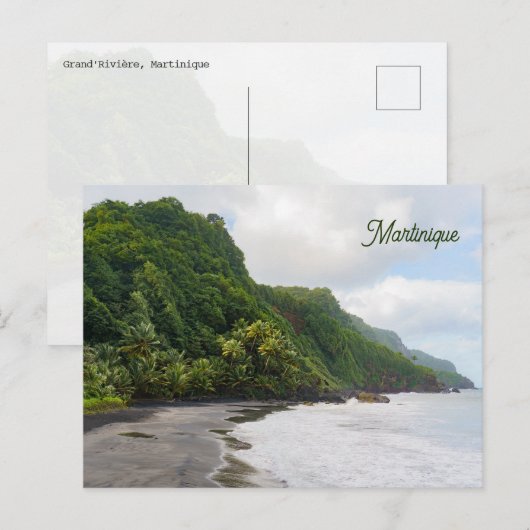 Grand'Rivière Martinique Black Sand Beach Nature Postkarte (Vorne/Hinten)