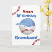 Grandson 10. Geburtstag Funny Baseball Face Karte (Gelbe Blume)