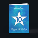 Grandson 10. Geburtstag Star Blue Green Watercolor Karte<br><div class="desc">Es sind zweistellige Zahlen angekommen, und diese Geburtstagskarte ist genauso phantastisch wie Ihr 10-jähriger Enkel! Die Aquarellkulisse in Blues-, Teal- und Grüntöne-Tönen schafft eine coole, erfrischende Atmosphäre. Der kühne, weiße Stern in der Mitte strahlt mit strahlenden Linien, was den spannenden, abenteuerlichen Geist eines 10-jährigen widerspiegelt. Eine tolle Art, diesen Meilenstein...</div>