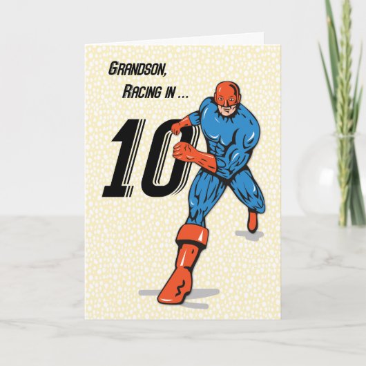 Grandson 10. Geburtstag Superhero Karte (Vorderseite)