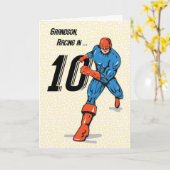 Grandson 10. Geburtstag Superhero Karte (Gelbe Blume)