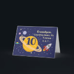 Grandson 10. Geburtstagsplaneten im Weltraum Karte<br><div class="desc">10 zu drehen ist aus dieser Welt,  besonders wenn es Ihr Enkel ist! Raketenschiff,  Planeten und Sterne füllen die Vorderseite der Karte mit der Nachricht,  wie Sie zählen auf zu sagen Happy Birthday!</div>