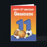 Grandson 11. Geburtstag Sportbälle Karte<br><div class="desc">Wirf deinem Enkel,  der bald elf wird,  eine lustige Geburtstagsbotschaft zu. Eine Karte mit verschiedenen Kugeln wäre perfekt für einen Sportfanatiker wie ihn. Hol ihm heute diese Karte,  um ihn zu einem glücklichen 11. Geburtstag zu begrüßen.</div>