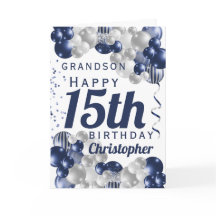 Grandson 15. Geburtstag Navy Ballon