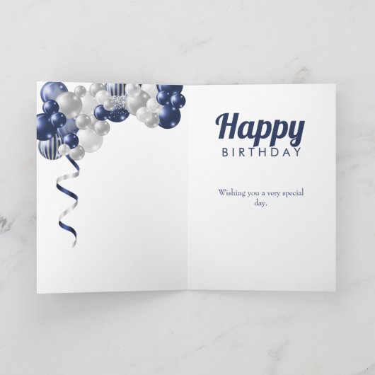 Grandson 15. Geburtstag Navy Ballon Karte (Innenseite)