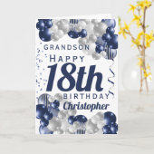 Grandson 18. Geburtstag Navy Ballon Karte (Gelbe Blume)