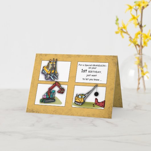 Grandson 1. Geburtstag LKW Karte (Gelbe Blume)