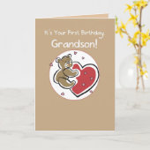 Grandson 1. Geburtstagsbär Karte (Gelbe Blume)