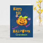 Grandson 1. Halloween Happy Pumpkin Karte (Gelbe Blume)