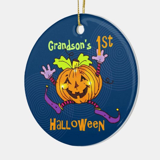 Grandson 1. Halloween Happy Pumpkin Keramik Ornament (Links)