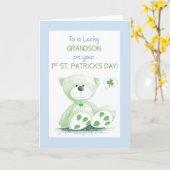 Grandson 1. St Patricks Day Green Schnabelbär Karte (Gelbe Blume)