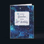Grandson 20. Geburtstagsstars in Galaxy Sky Karte<br><div class="desc">Die Betonung des Designs auf der Weite des Universums und der unendlichen Sterne passt perfekt in die Übergangsphase von 19, einer Zeit, in der Träume Gestalt annehmen und die Zukunft klarer wird. Es ist eine Karte, die nicht nur einen Geburtstag feiert, sondern auch das Wachstum und Potenzial eines jungen Menschen...</div>